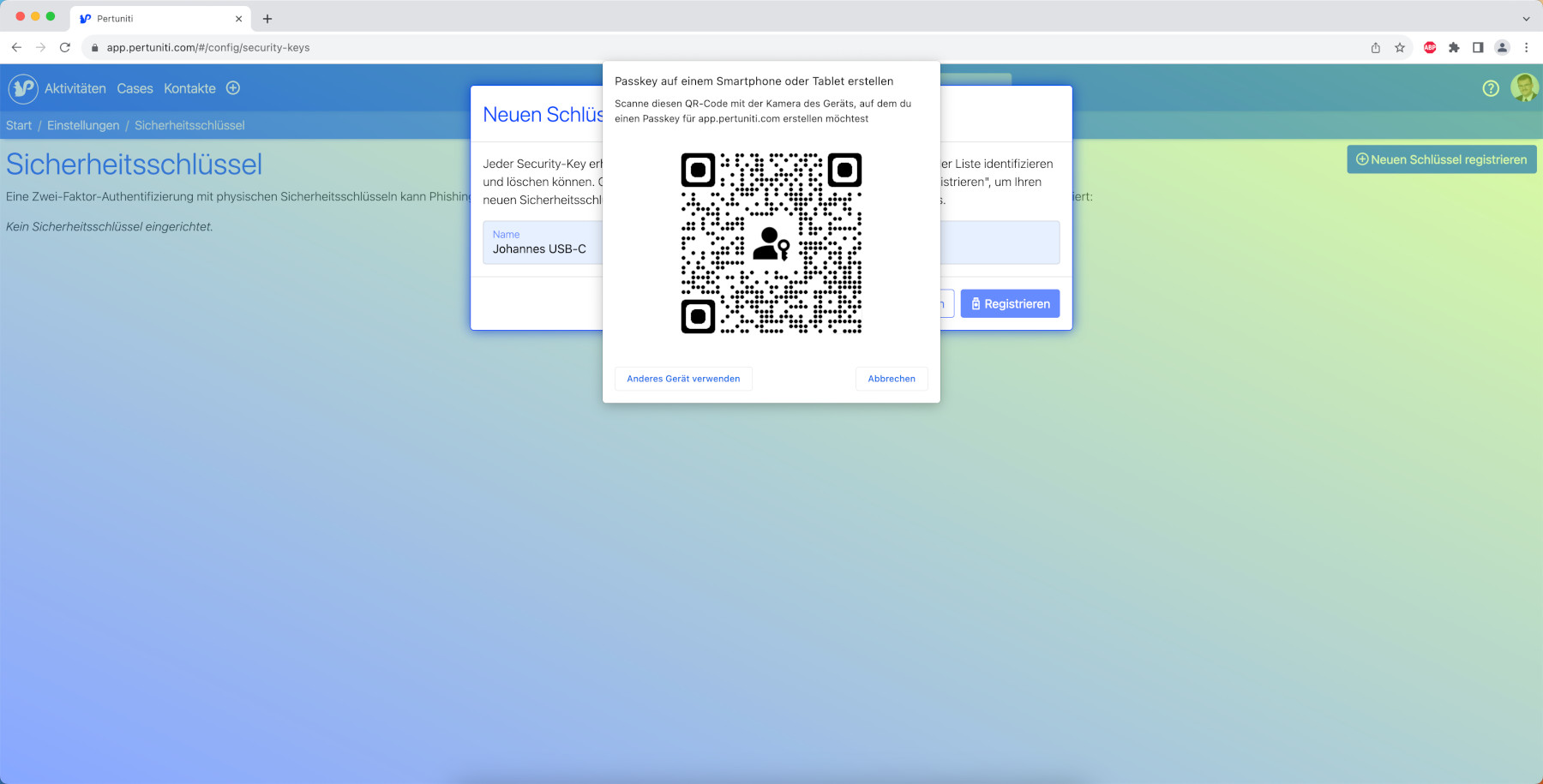 Anschließend scannen Sie den QR-Code auf Ihrem Mobilgerät und befolgen die dort angezeigten Schritte.