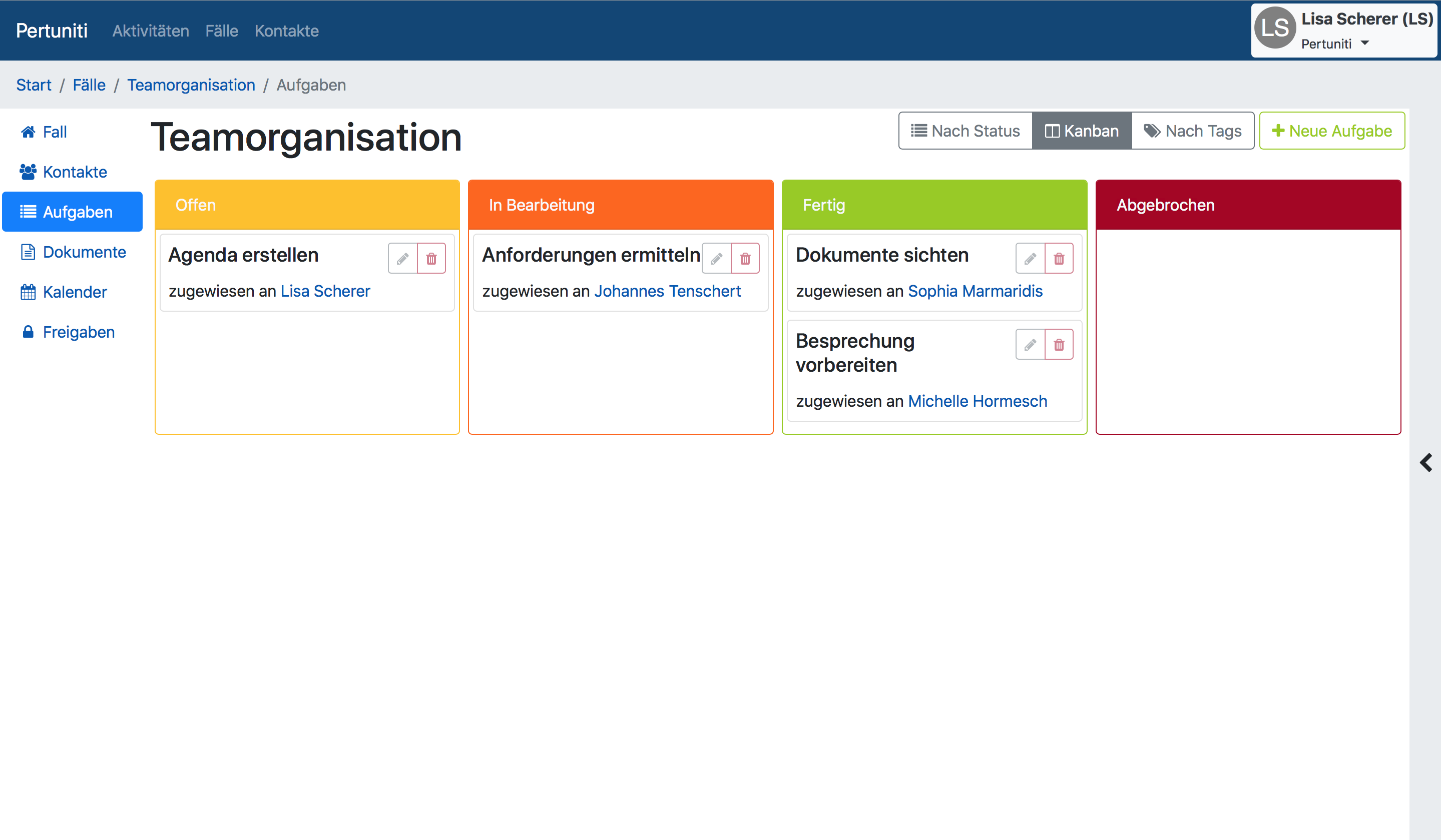 Agile Zusammenarbeit in einem Kanban-Board