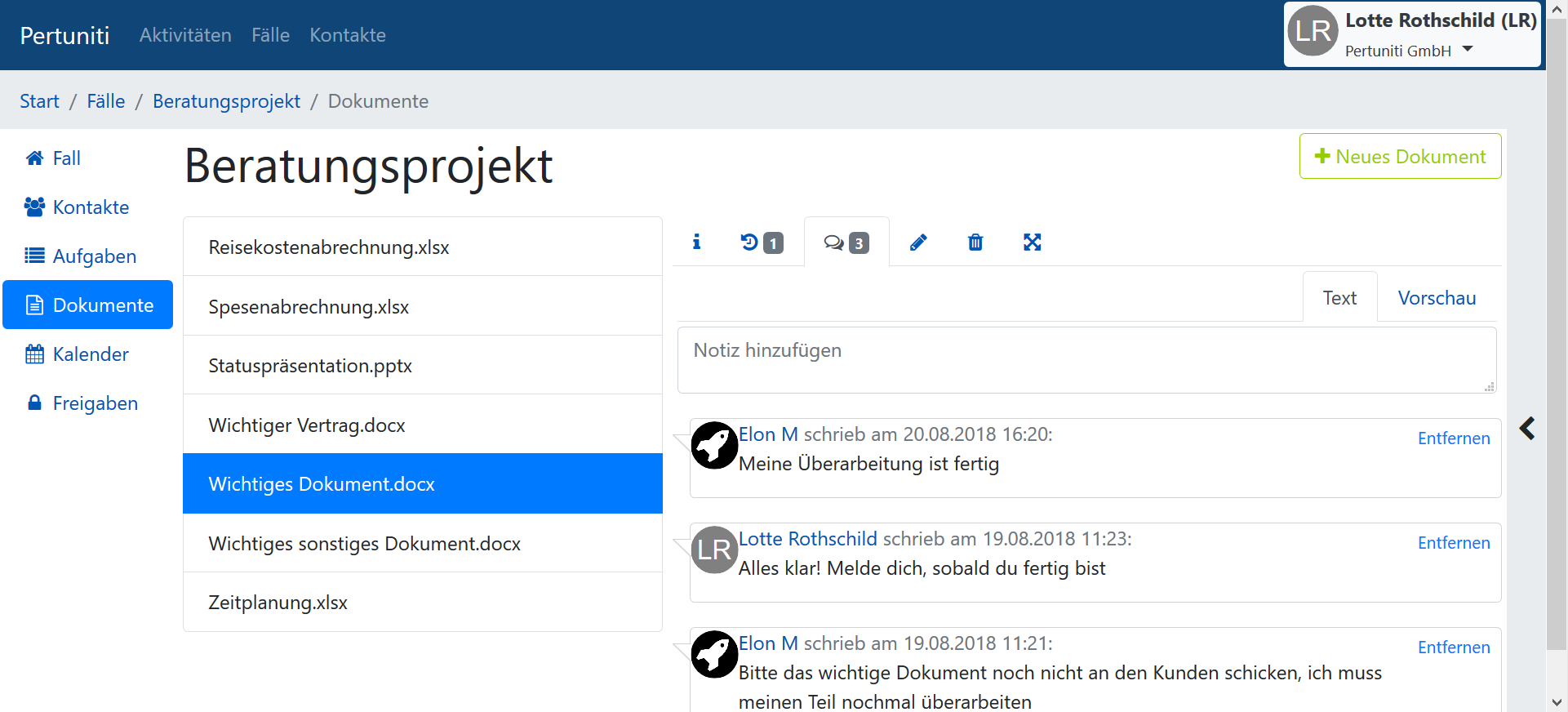 Versehen Sie Ihre Dokumente mit Notizen, und tauschen sich mit Ihren Kollegen aus