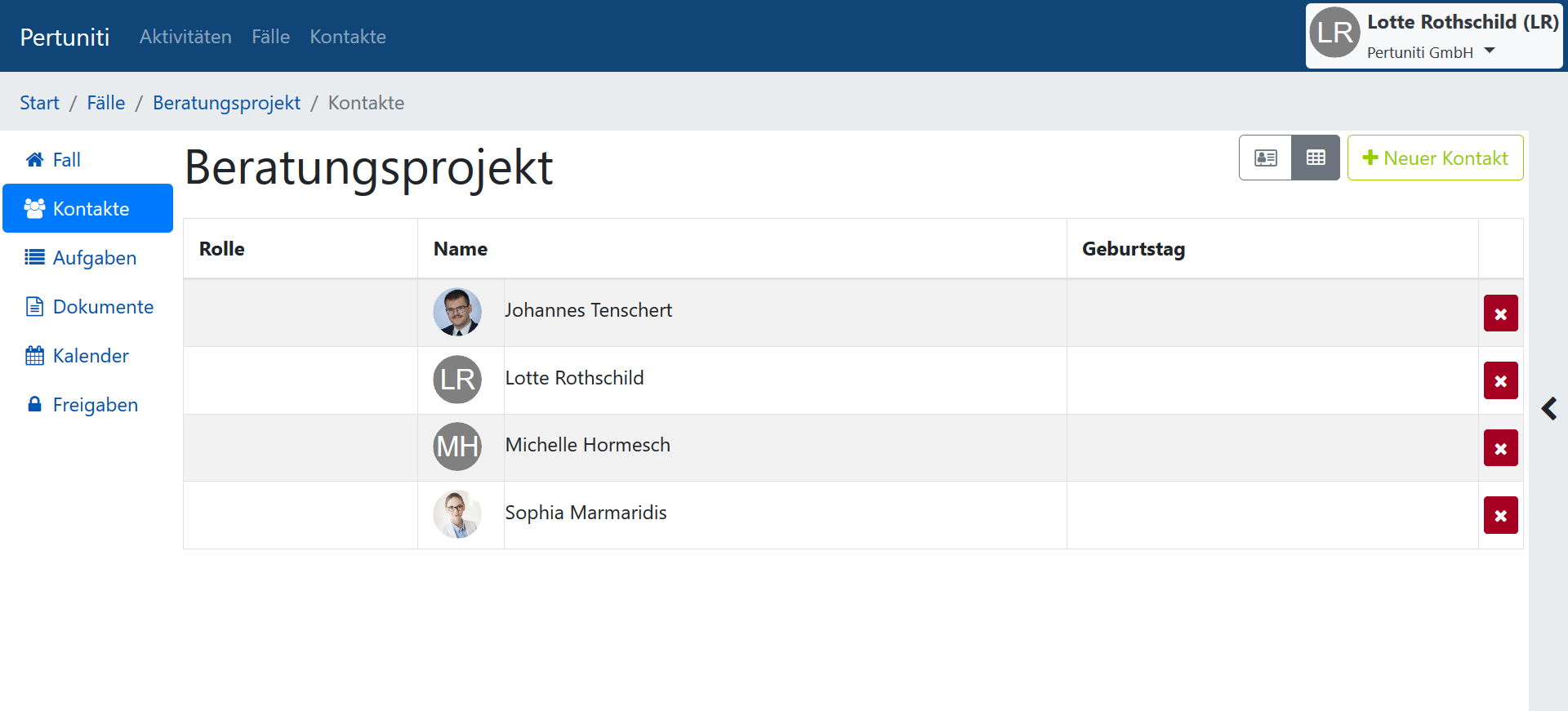 Verwalten Sie Ihr Team, um ihm im Laufe des Projekts Aufgaben zuweisen zu können.