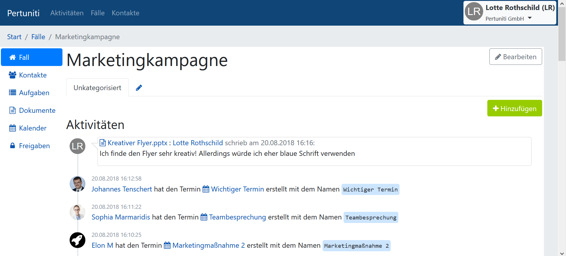 Sie möchten wissen, woran Ihre Kollegen gearbeitet haben? Über den Aktivitätenstrom können Sie Änderungen und den Fortschritt Ihrer Kampagne nachvollziehen.