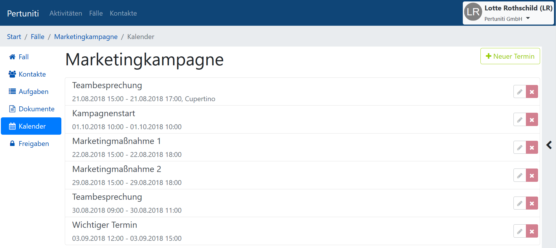 Tragen Sie wichtige Termine und Deadlines in Ihren Kalender ein, damit Ihre Kampagne nach Zeitplan verläuft.