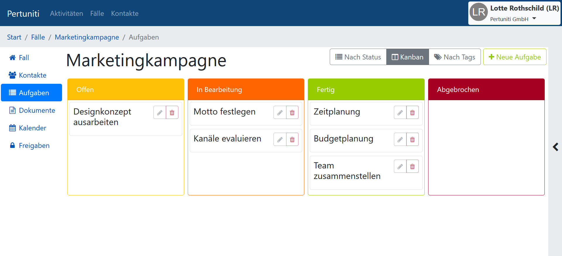 Behalten Sie den Überblick über den Stand Ihrer Marketingkampagne und sehen Sie auf einen Blick, welche Aufgaben noch offen sind.