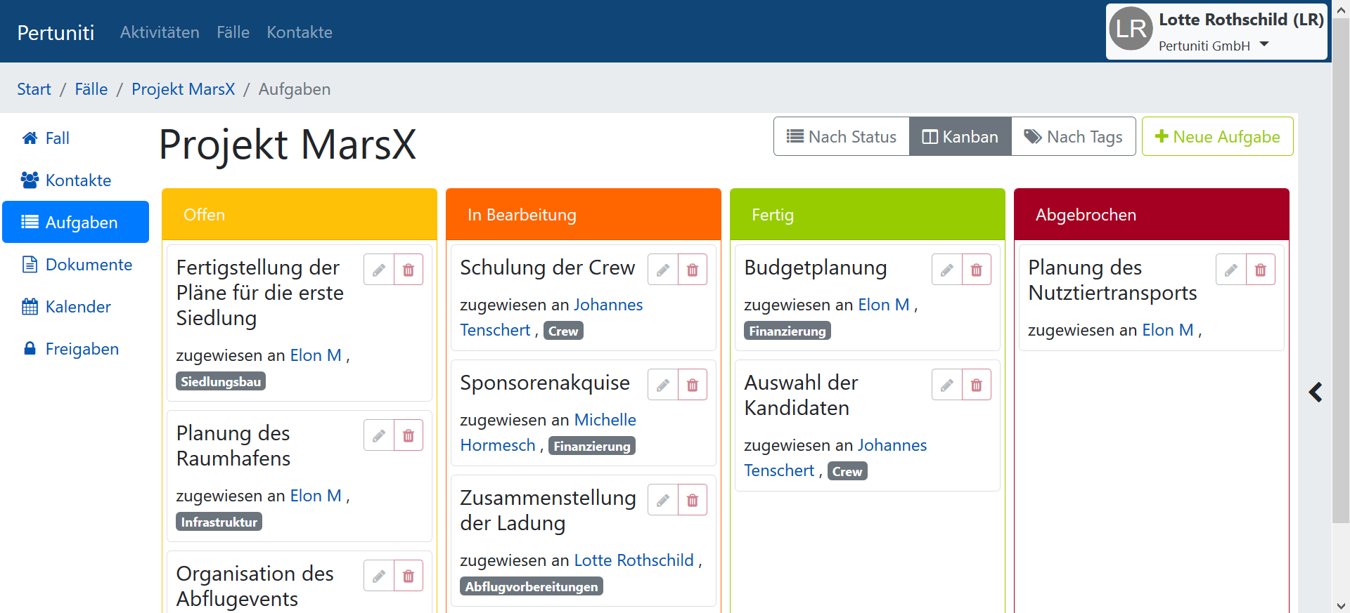 Behalten Sie über die Kanban-Ansicht den Überblick, wie der Status Ihrer verbliebenen Aufgaben ist, und fiebern Sie dem großen Tag entgegen.